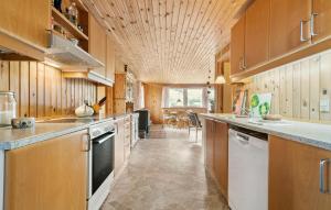 ロモ・キルケビーにあるCozy Home In Rm With Kitchenの大きなキッチン(木製キャビネット、カウンタートップ付)
