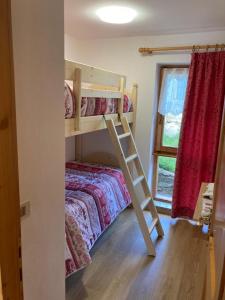 1 dormitorio con litera y escalera en Baita Misseroni Trilocale en Rabbi