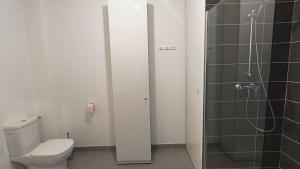 アンデルノ・レ・バンにあるAppartement Le Novea standing pour 2 à 4 personnesのトイレとシャワー付きのバスルーム