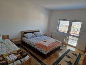 um quarto com uma cama e uma janela em Apartman Vujovic em Zlatište