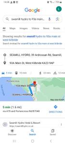 a screenshot of a cell phone with the google mapsuggest at Couple's Retreat-West Kilbride in Seamill