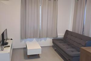 a living room with a couch and a tv at Get a Flat 14 V. Olimpia JK in São Paulo