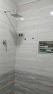 アディスアベバにあるOnset Apartmentのバスルーム(ガラスドア付きのシャワー付)