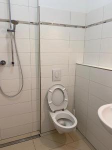 a bathroom with a toilet and a sink at GASTEM UG in Berlin
