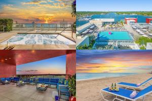a collage of photos of a resort with a pool at Beachfront Condo-ROOFTO POOL- 2 BEDROOMS 2 BR ! in Hollywood