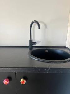 a kitchen sink with a faucet on a counter at Appartement neuf, centre-ville in Argenton-sur-Creuse