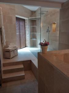 a bathroom with a walk in shower and a walk in shower at Borgo Hedone in Scicli