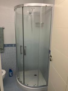 a shower with a glass door in a bathroom at Plaza Mayor in Calpe
