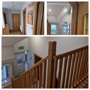 two pictures of a hallway and stairs in a house at Radharc Na Mara in Letterkenny