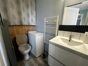 La salle de bains est pourvue de toilettes et d'un lavabo. dans l'établissement La Recouvrance-centre ville-wifi, à Niort