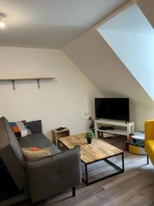 sala de estar con sofá y mesa en Mulhouse hyper centre appartement 4 chambres, en Mulhouse