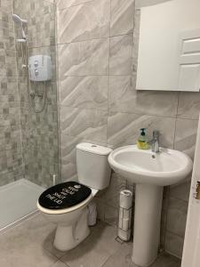 een badkamer met een toilet en een wastafel bij City Centre Skyline Private Room in Dublin