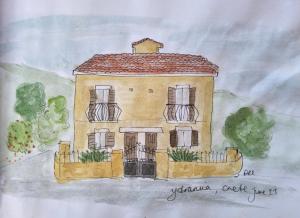 a drawing of a house with at Villa Ydramia Seaview in Dhrámia