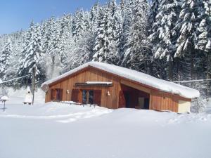 Chalet au bord du lac de Longemer v zimě