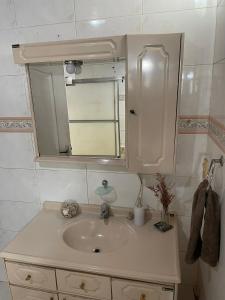 プエルトイグアスにある¡Tucanes iguazu!のバスルーム(洗面台、鏡付)