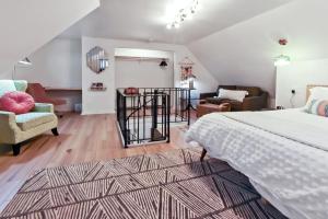 a bedroom with a bed and a living room at Cozy Hideaway Retreat Unit 4 near Durango in Durango