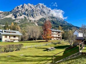 Villanovaにあるhome in dolomitiの山を背景にした畑家