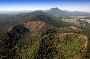 an aerial view of a mountain with trees on it at Le Burin des Rosiers in Olby +12 photos