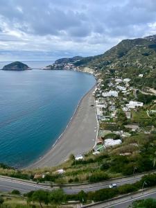 a view of a beach next to the water at Hotel Maronti in Ischia