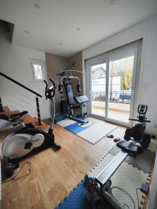 Das Fitnesscenter und/oder die Fitnesseinrichtungen in der Unterkunft Villa au porte de montchat Lyon