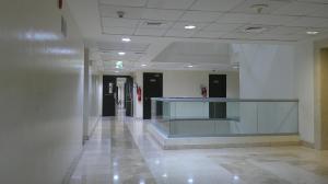 a hallway of a hospital with a glass counter at Ruby Star Hostel Dubai F 4 R 2-3 in Dubai