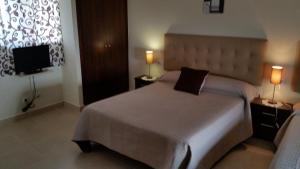 Łóżko lub łóżka w pokoju w obiekcie Hostal Málaga