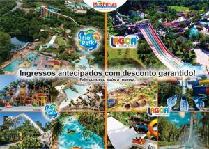 a collage of attractions at a water park at Náutico Flat Caldas Novas, próximo ao Náutico Praia Clube - HotFérias in Caldas Novas