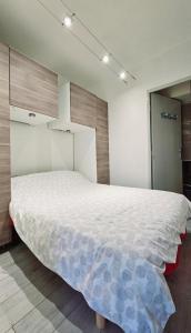 ein Schlafzimmer mit einem großen Bett in einem Zimmer in der Unterkunft Les pieds dans l'eau in Palavas-les-Flots