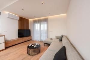 TV a/nebo společenská místnost v ubytování FUX LUXURY rooftop terrace JACUZZI & BBQ