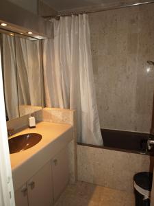 y baño con lavabo y ducha. en Gray d' Albion Apartment, en Cannes