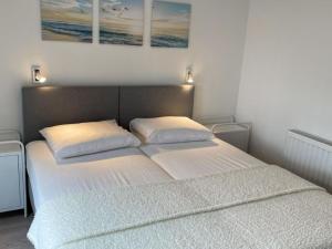 - un lit avec 2 oreillers dans une chambre dans l'établissement Beautiful chalet with office, in Zeeland, à Wemeldinge