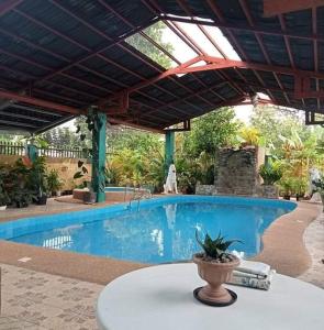 una gran piscina con una mesa frente a ella en Villa Ceferina en Tagbilaran City