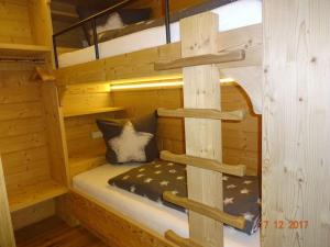 a bedroom with a bunk bed in a cabin at Hüttenzauber 3 Modern retreat in Annaberg im Lammertal