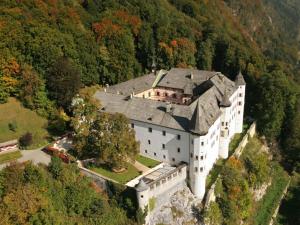 an aerial view of a large building on a mountain at Mountain hut Hochpillberg Tyrol in Pill