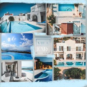 a collage of photos of a villa with a swimming pool at Villa Icare in Kókkinon Khoríon