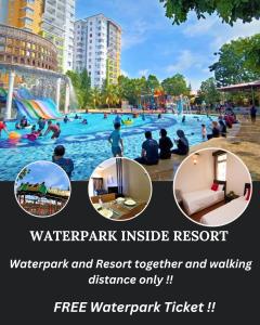 a collage of photos of a water park with people in it at BY LG Water Themepark Facilities & Suites By GGM in Melaka