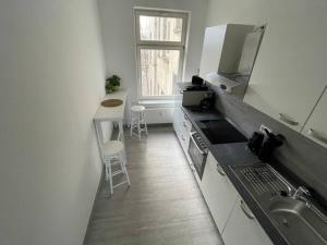 cocina con fregadero y encimera en #attraktive zentrumnahe Wohnung am Hauptbahnhof 2OG rechts en Leipzig