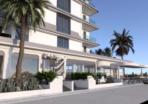 a rendering of the exterior of a building with palm trees at Awen Lara Hotel in Antalya