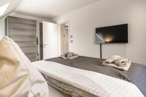 TV a/nebo společenská místnost v ubytování Baltic House Penthousewohnung Seebrücke