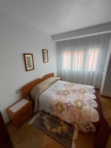 a bedroom with a bed and a window at Piso lola 2 in Camariñas
