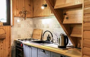 cocina con fregadero y fogones en 3 Bedroom Beautiful Home In Studzienice en Studzienice