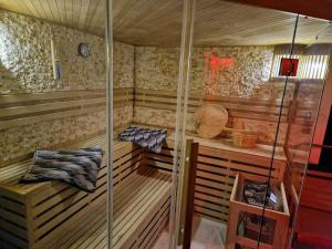 eine Sauna mit Dusche und Saunavisor in der Unterkunft Ferienwohnung Harmonie in Sulzbach