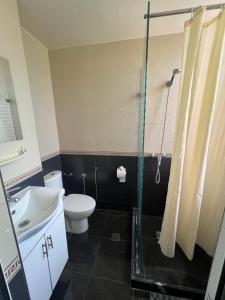La salle de bains est pourvue d'une douche, de toilettes et d'un lavabo. dans l'établissement Amor Hotel, à Fès