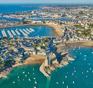 an aerial view of a harbor with boats at « Kraou Kezeg » à 50m de la mer - 2/4 pers. in Saint Malo