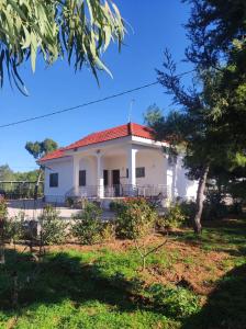 Casa blanca con techo rojo en B&B Villa VITTORIO en Nardò