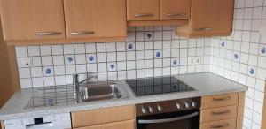 a kitchen with a sink and a counter top at Ferienwohnung Borse in Langenlois