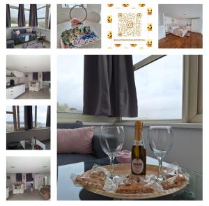 a collage of photos with a bottle of wine and glasses at INCANTO Apartament in Naples