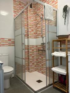 łazienka z kabiną prysznicową i toaletą w obiekcie VuT El Refugio de Santiago w mieście Avila