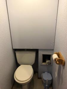 a small bathroom with a white toilet in a stall at Résidence Borgia - Studio pour 4 Personnes 67 in Les Contamines-Montjoie