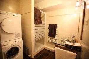 a bathroom with a washing machine and a sink at Les Chalets D'adrien - 3 Pièces pour 6 Personnes 94 in Valloire